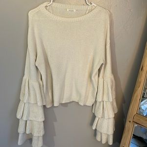 Skylar and Madison Cream Tiered Sleeve Sweater